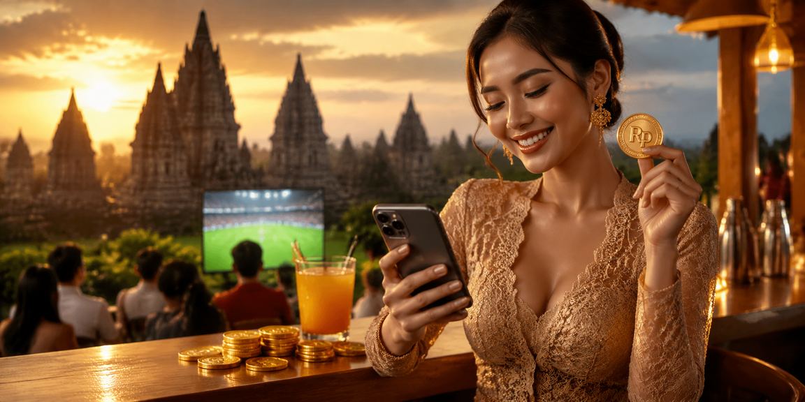 Model Vietnam menggunakan smartphone untuk bermain casino online di pantai